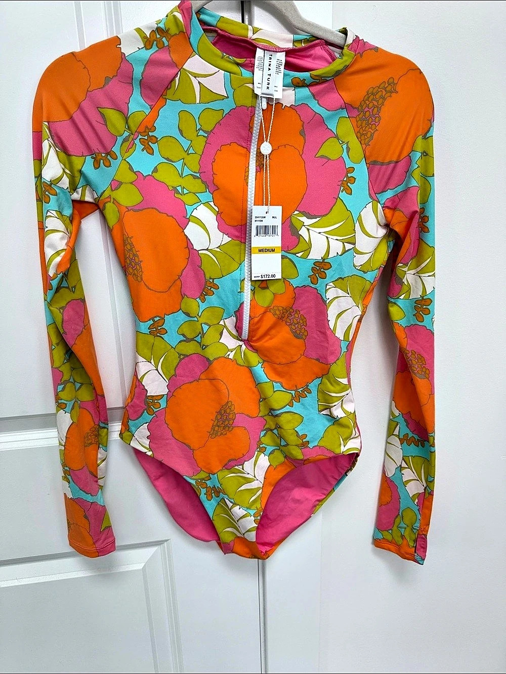 Trina Turk Playa De Flor Half Zip Long Sleeve Paddle Suit Multicolor Medium